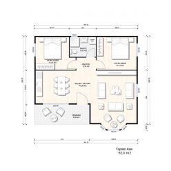 Tek Katlı Prefabrik 82 m2 Blue House